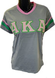 Buffalo Dallas Alpha Kappa Alpha Striped V-Neck T-Shirt [Short Sleeve - Grey]