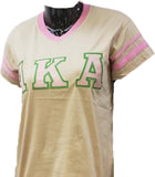 Buffalo Dallas Alpha Kappa Alpha Striped V-Neck T-Shirt [Short Sleeve - Khaki]
