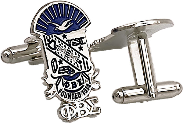 Phi Beta Sigma Shield Drop Letter Cuff Links [Silver]