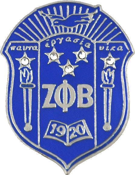 Zeta Phi Beta Crystal Crest Lapel Pin [Silver]