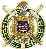 Omega Psi Phi Crystal Escutcheon Shield Lapel Pin [Gold]