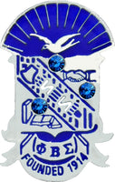 Phi Beta Sigma Crystal Stones Shield Lapel Pin [Silver]