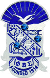 Phi Beta Sigma Crystal Stones Shield Lapel Pin [Silver]