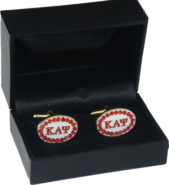 Kappa Alpha Psi Crystal Stones Oval Cuff Links [Gold]