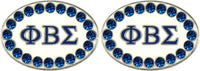 Phi Beta Sigma Oval Crystal Cuff Links [Silver]