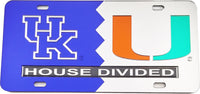 Kentucky + Miami House Divided Split License Plate Tag [Blue/Silver]