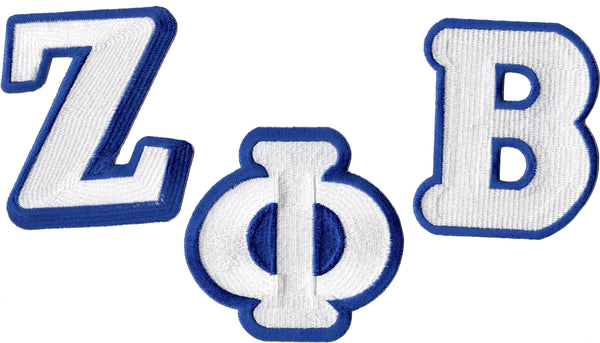 Zeta Phi Beta Large Letter Iron-On Patch Set [White]