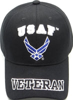 Air Force USAF Wings Veteran On Bill Mens Cap [Baseball Cap - Black]