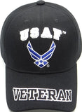 Air Force USAF Wings Veteran On Bill Mens Cap [Baseball Cap - Black]