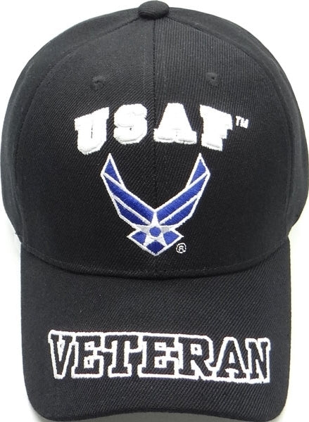 Air Force USAF Wings Veteran On Bill Mens Cap [Baseball Cap - Black]