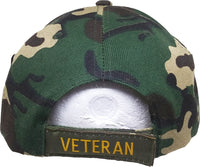 Vietnam + Desert Storm War Veteran Ribbon Shadow Mens Cap [Baseball Cap - Green Camouflage]
