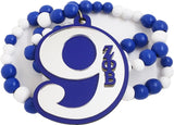 Zeta Phi Beta Wood Color Bead Tiki Line #9 Medallion [Blue/White]