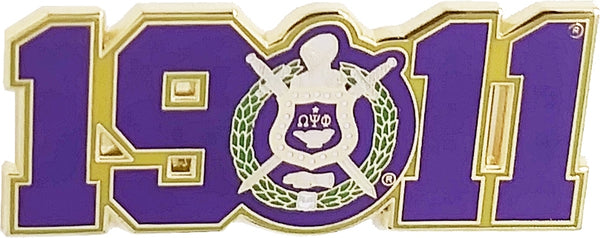 Omega Psi Phi Shield 1911 Lapel Pin [Gold]