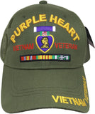 Purple Heart Vietnam Veteran Red Letter Shadow Mens Cap [Baseball Cap - Olive Green]