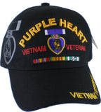 Purple Heart Vietnam Veteran Red Letter Shadow Mens Cap [Baseball Cap - Black]