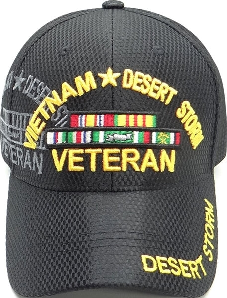 Vietnam + Desert Storm Veteran Shadow Jersey Mesh Mens Cap [Baseball Cap - Black]