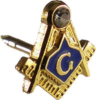 Mason Blue House Rhinestone Small Lapel Pin [Gold]