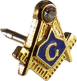 Mason Blue House Rhinestone Small Lapel Pin [Gold]