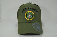 Army Retired Shadow Logo On Bill Mens Cap [Baseball Cap - Olive Green]