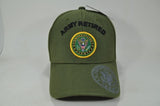 Army Retired Shadow Logo On Bill Mens Cap [Baseball Cap - Olive Green]