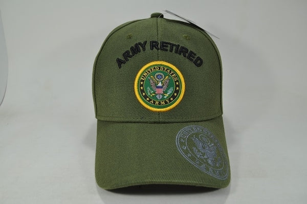 Army Retired Shadow Logo On Bill Mens Cap [Baseball Cap - Olive Green]