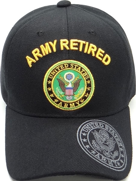 Army Retired Shadow Logo On Bill Mens Cap [Baseball Cap - Black]