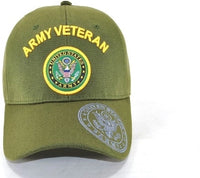 Army Veteran Shadow Logo On Bill Mens Cap [Baseball Cap - Olive Green]