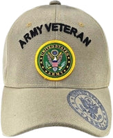 Army Veteran Shadow Logo On Bill Mens Cap [Baseball Cap - Khaki]