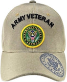 Army Veteran Shadow Logo On Bill Mens Cap [Baseball Cap - Khaki]