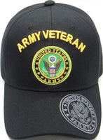 Army Veteran Shadow Logo On Bill Mens Cap [Baseball Cap - Black]