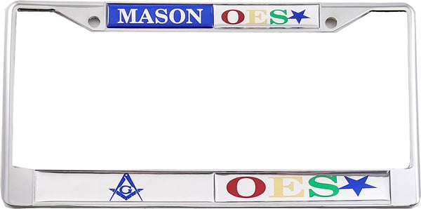 Mason + Eastern Star Split Founder Year License Plate Frame [Silver/Silver]