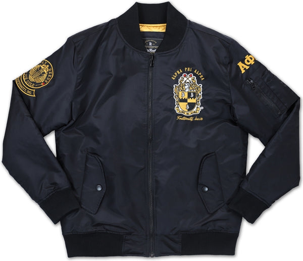 Big Boy Alpha Phi Alpha Divine 9 S2 Bomber Flight Mens Jacket [Black]