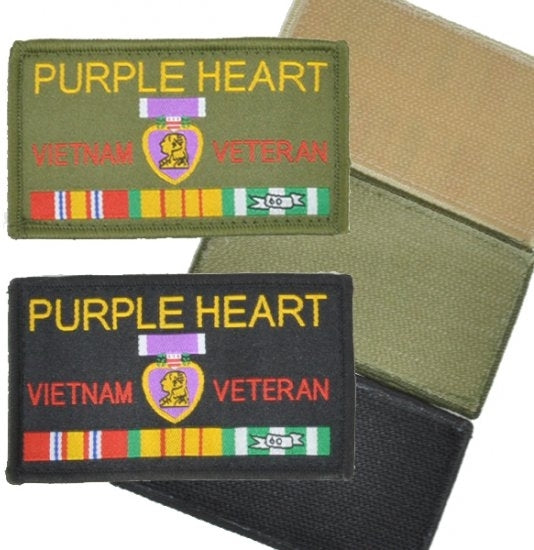 Purple Heart Vietnam Veteran Ribbons Hook And Loop Patch [Olive Green]