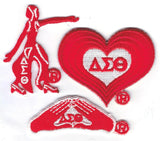 Delta Sigma Theta 3-Piece Set B Embroidered Stick-On Applique Patches [Red]