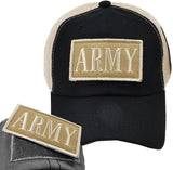 Army Text Patch Meshback Mens Cap [Baseball Cap - Black/Khaki]