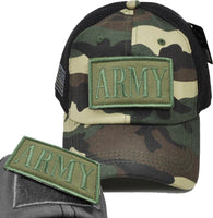 Army Text Patch Meshback Mens Cap [Baseball Cap - Green Camouflage/Black]