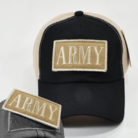 Army Text Patch Meshback Mens Cap [Baseball Cap - Black/Khaki]