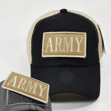 Army Text Patch Meshback Mens Cap [Baseball Cap - Black/Khaki]