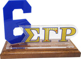Sigma Gamma Rho Acrylic Desktop Line #6 With Wooden Base [Brown]