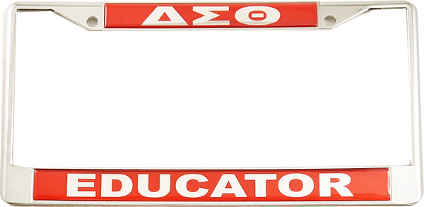 Delta Sigma Theta Educator Domed License Plate Frame [Silver]