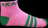 Alpha Kappa Alpha Striped Pair Ladies Ankle Socks [Pink]