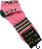 Alpha Kappa Alpha Striped Pair Ladies Ankle Socks [Pink]
