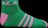 Alpha Kappa Alpha Striped Pair Ladies Ankle Socks [Green]