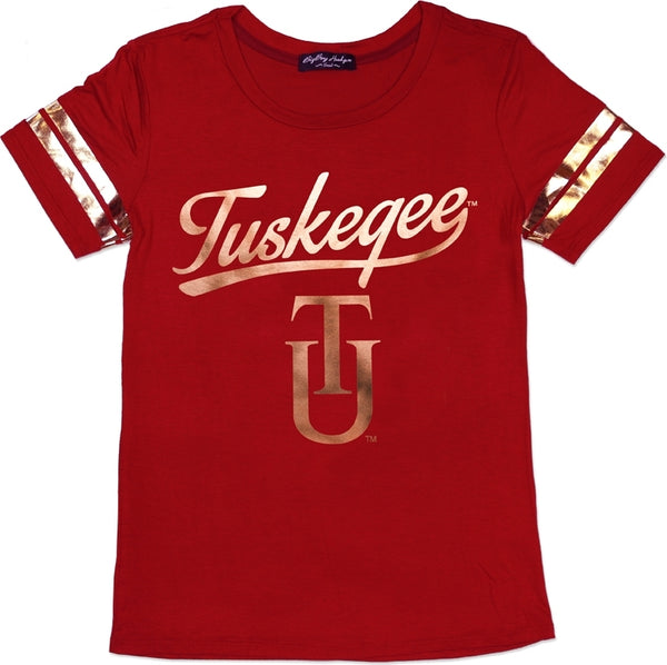 Big Boy Tuskegee Golden Tigers S2 Ladies Jersey Tee [Crimson Red]