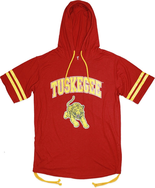 Big Boy Tuskegee Golden Tigers Ladies Hoodie Tee [Crimson Red]
