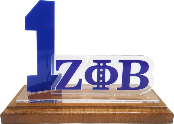 Zeta Phi Beta Acrylic Desktop Line #1 With Wooden Base [Brown]