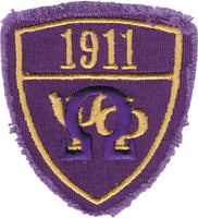 Omega Psi Phi Distressed Shield Iron-On Patch [Purple]