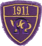 Omega Psi Phi Distressed Shield Iron-On Patch [Purple]