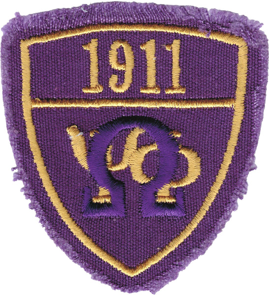 Omega Psi Phi Distressed Shield Iron-On Patch [Purple]