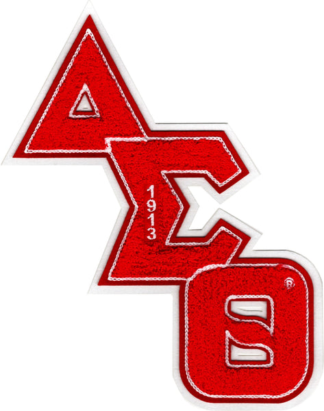 Delta Sigma Theta Diagonal Letter Chenille Sew-On Patch [Red]